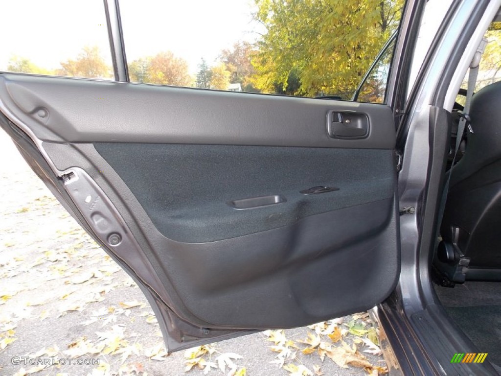 2006 Mitsubishi Lancer Evolution IX MR Black Alcantara Door Panel Photo #87513601