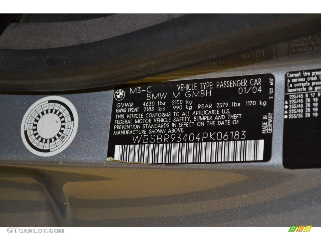 2004 BMW M3 Convertible Info Tag Photo #87516568