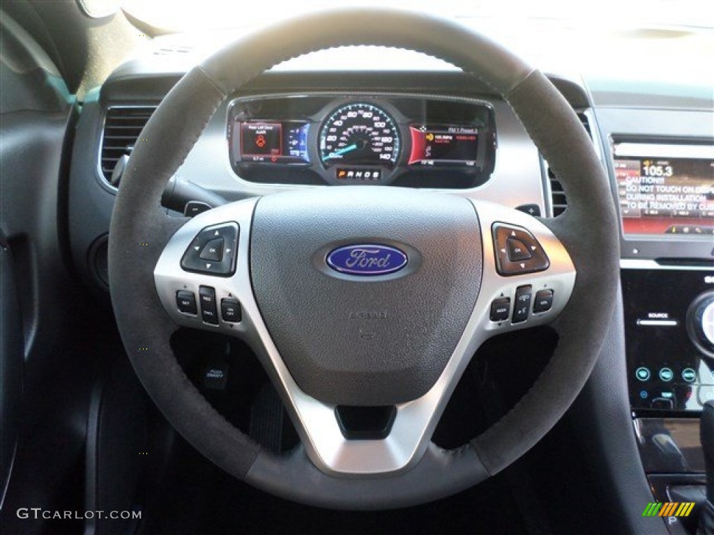2014 Ford Taurus SHO AWD Charcoal Black Steering Wheel Photo #87519165