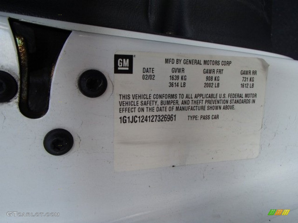 2002 Cavalier Coupe - Bright White / Graphite photo #20