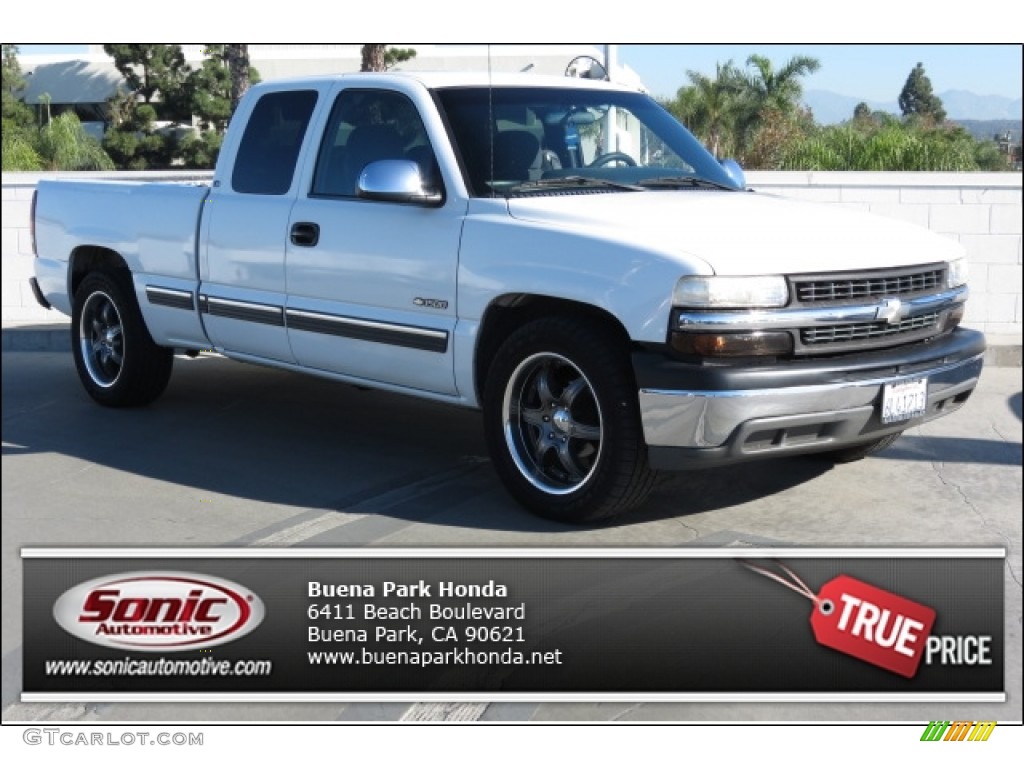 2001 Silverado 1500 LS Extended Cab - Summit White / Medium Gray photo #1