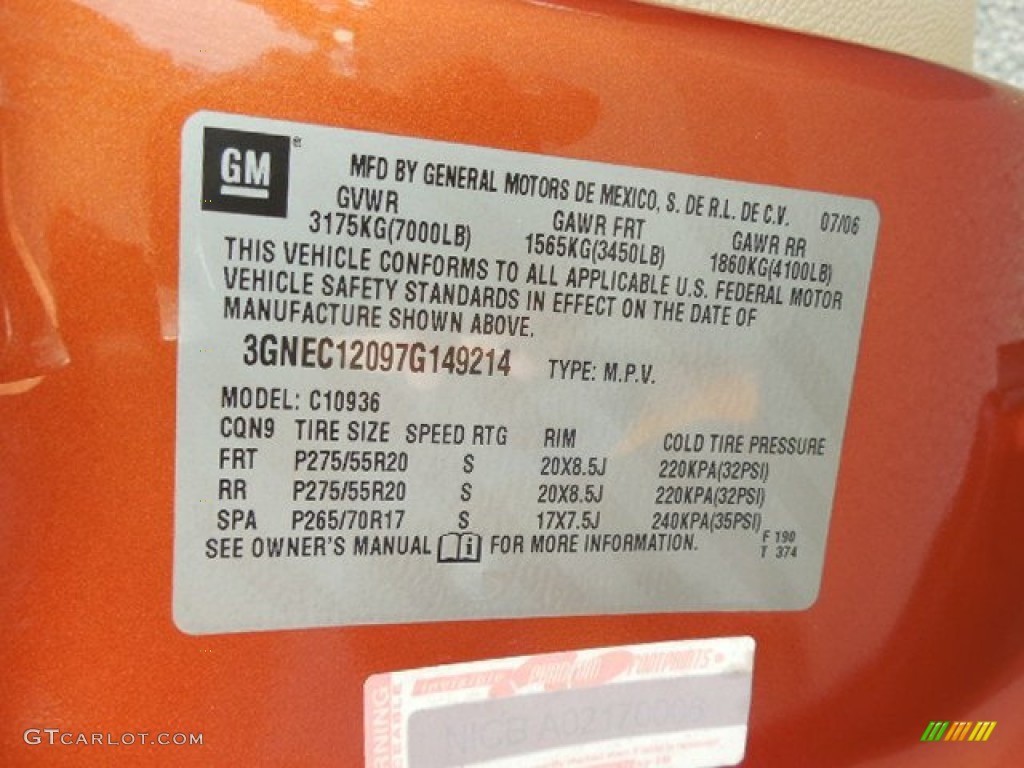 2007 Avalanche LTZ - Sunburst Orange Metallic / Ebony/Light Cashmere photo #24