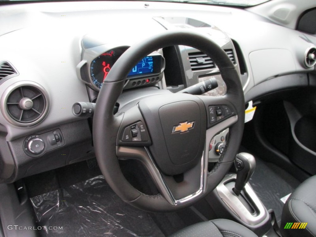 2014 Chevrolet Sonic LTZ Sedan Jet Black/Dark Titanium Steering Wheel Photo #87533293