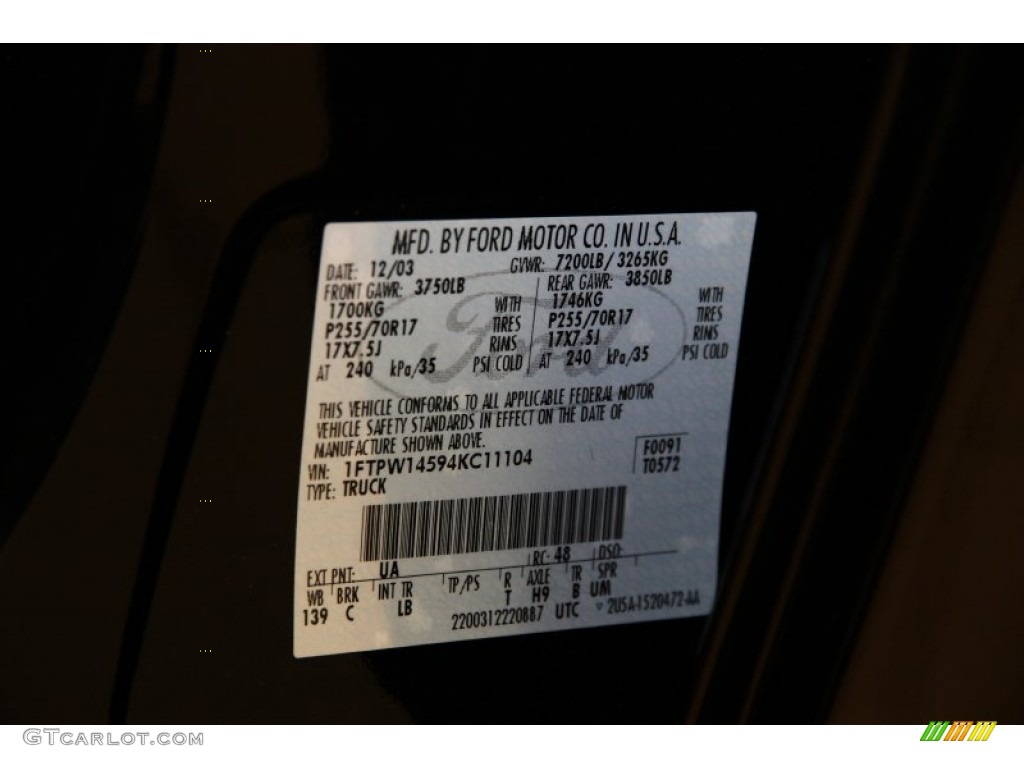 2004 F150 XLT SuperCrew 4x4 - Black / Black/Medium Flint photo #17