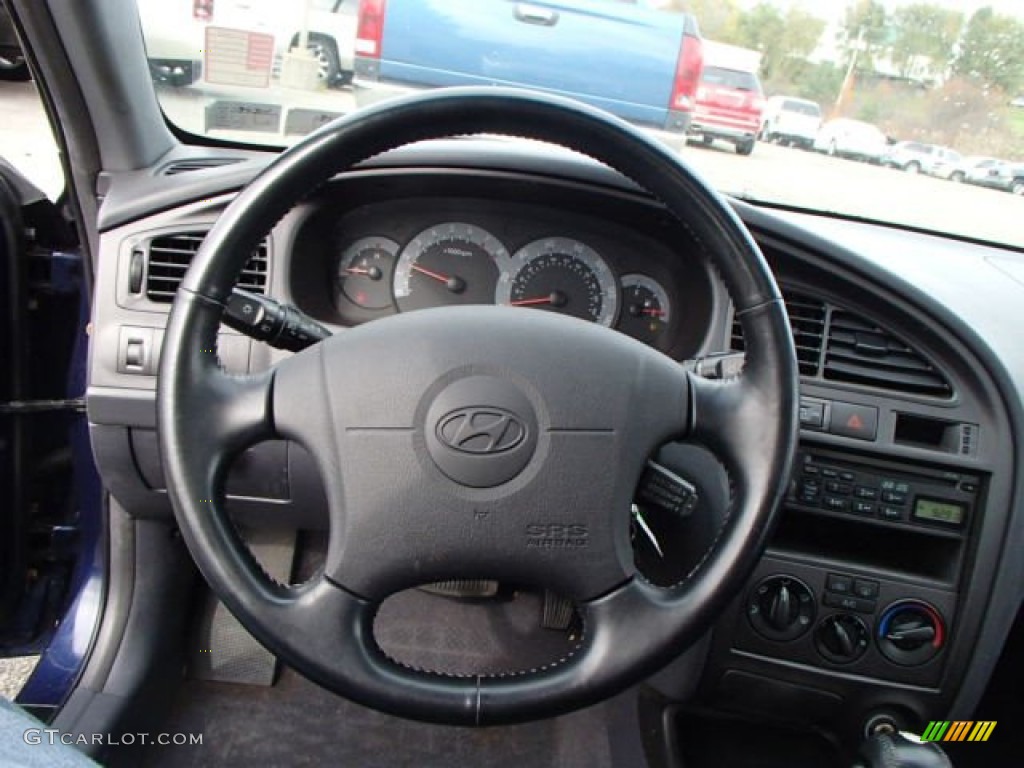 2002 Elantra GT Hatchback - Carbon Blue / Dark Gray photo #13