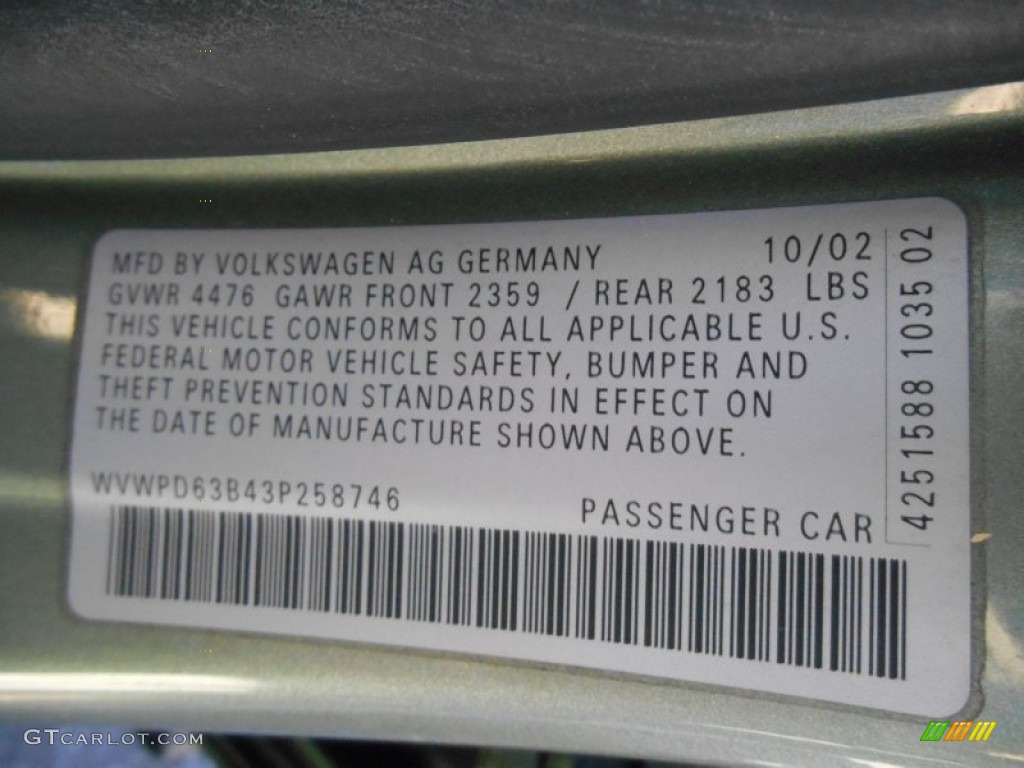 2003 Passat GLS Sedan - Fresco Green Metallic / Beige photo #18