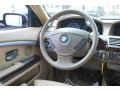 2007 BMW 7 Series Beige Interior Steering Wheel Photo