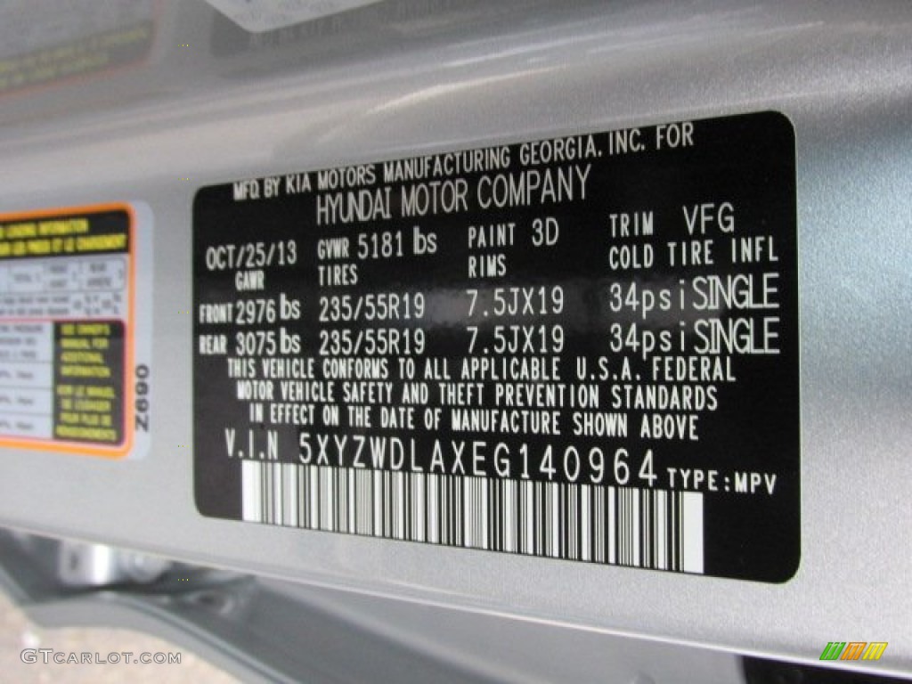 2014 Santa Fe Sport Color Code 3D for Moonstone Silver Photo #87561572