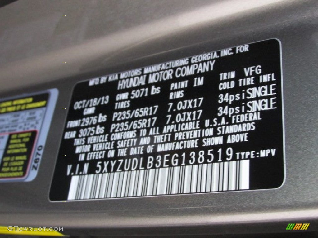 2014 Santa Fe Sport Color Code IM for Mineral Gray Photo #87562367