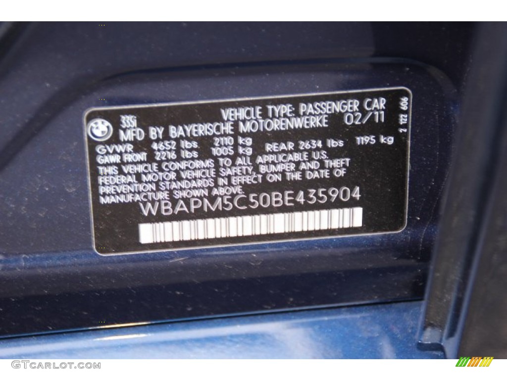2011 3 Series 335i Sedan - Deep Sea Blue Metallic / Gray Dakota Leather photo #33