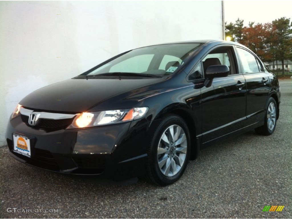 2010 Civic EX-L Sedan - Crystal Black Pearl / Gray photo #1