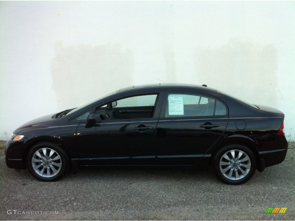 2010 Civic EX-L Sedan - Crystal Black Pearl / Gray photo #4