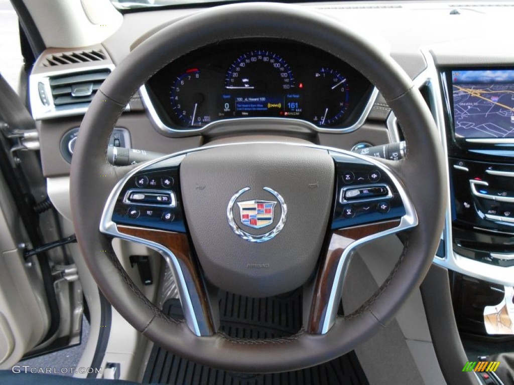 2014 Cadillac SRX Luxury Shale/Brownstone Steering Wheel Photo #87574231