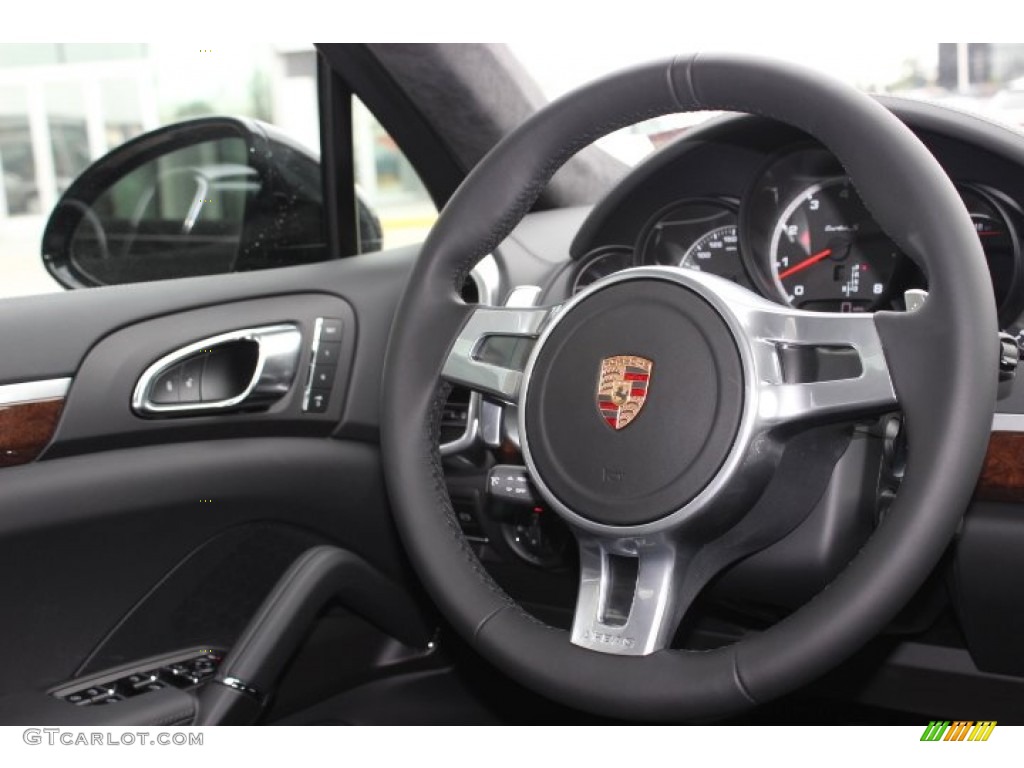 2014 Porsche Cayenne Turbo S Black Steering Wheel Photo #87578140