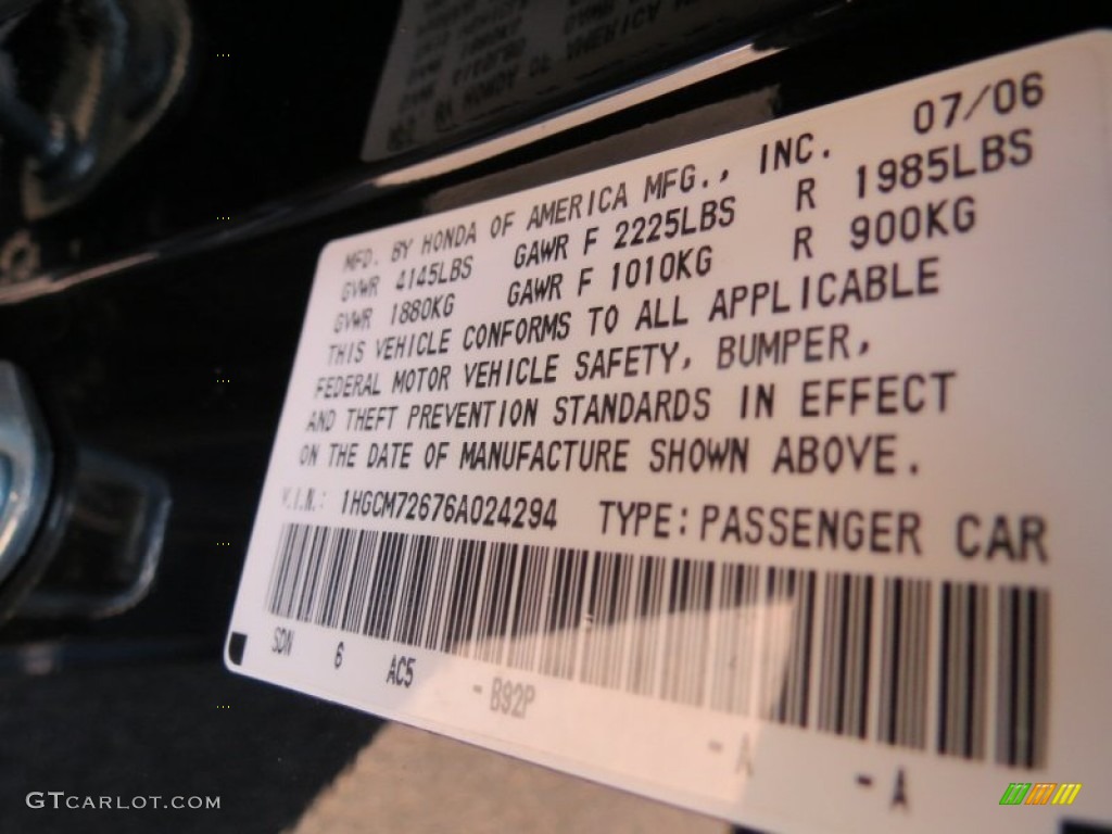 2006 Accord EX-L Coupe - Nighthawk Black Pearl / Black photo #14