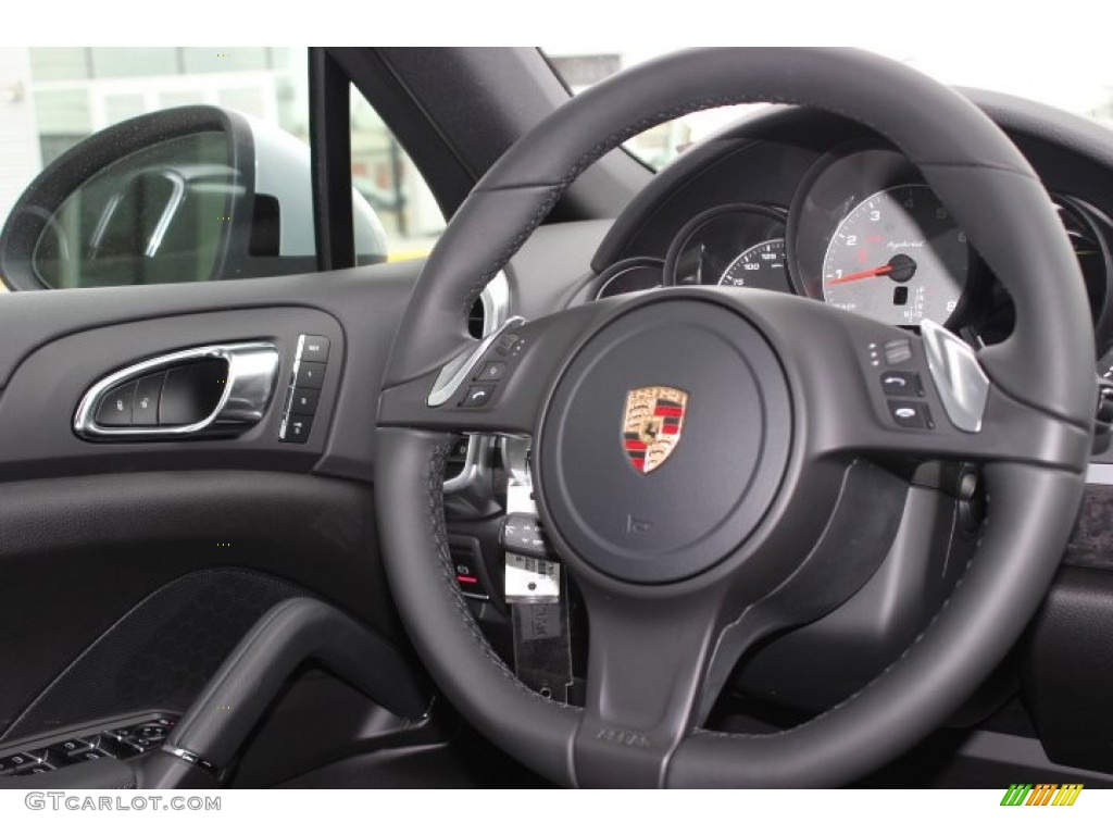 2013 Porsche Cayenne S Hybrid Black Steering Wheel Photo #87583180