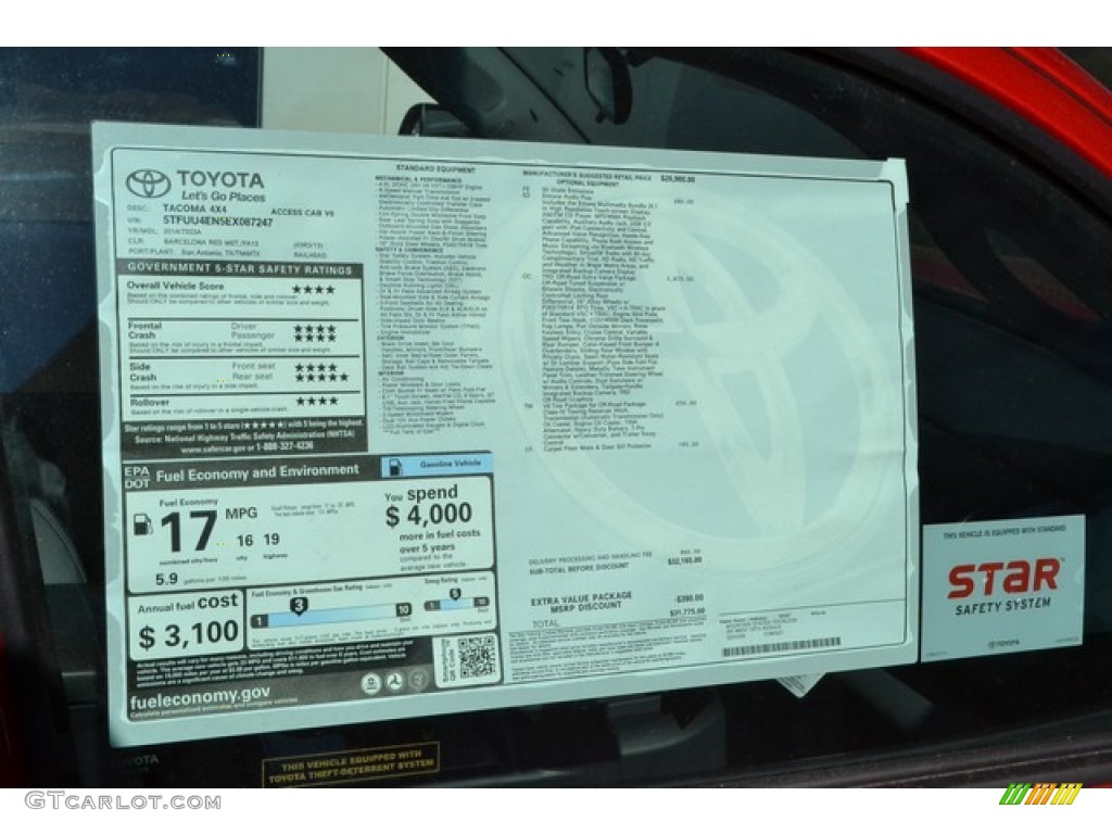 2014 Tacoma V6 TRD Access Cab 4x4 - Barcelona Red Metallic / Graphite photo #10