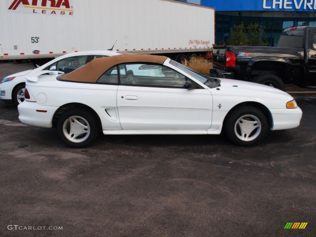 1997 Mustang V6 Convertible - Crystal White / Saddle photo #2