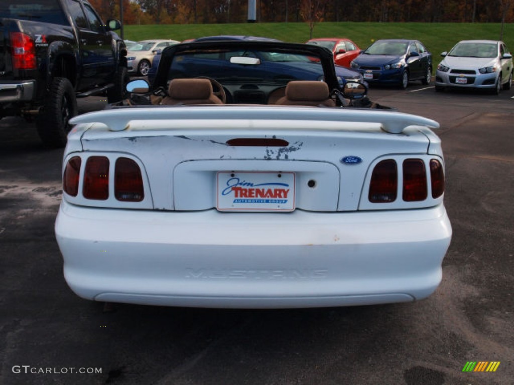 1997 Mustang V6 Convertible - Crystal White / Saddle photo #6