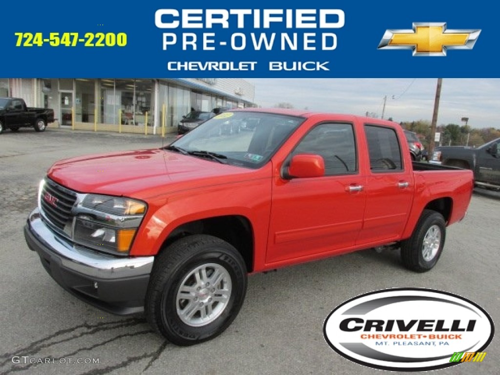 2012 Canyon SLE Crew Cab 4x4 - Red Orange Metallic / Ebony photo #1