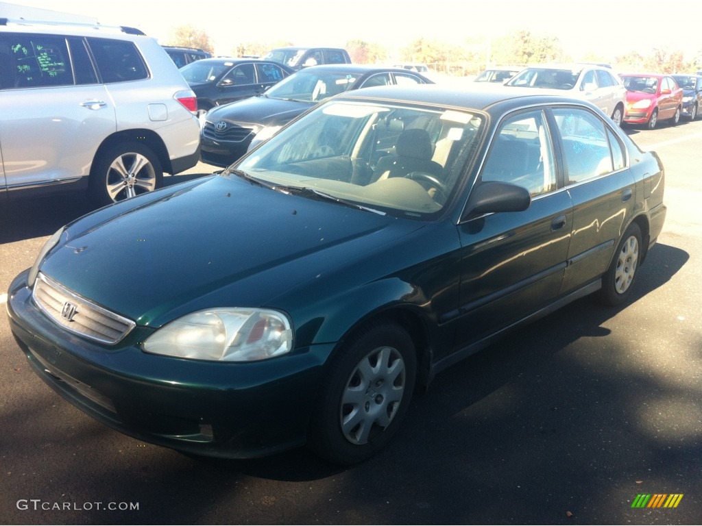 2000 Civic LX Sedan - Clover Green Pearl / Beige photo #3