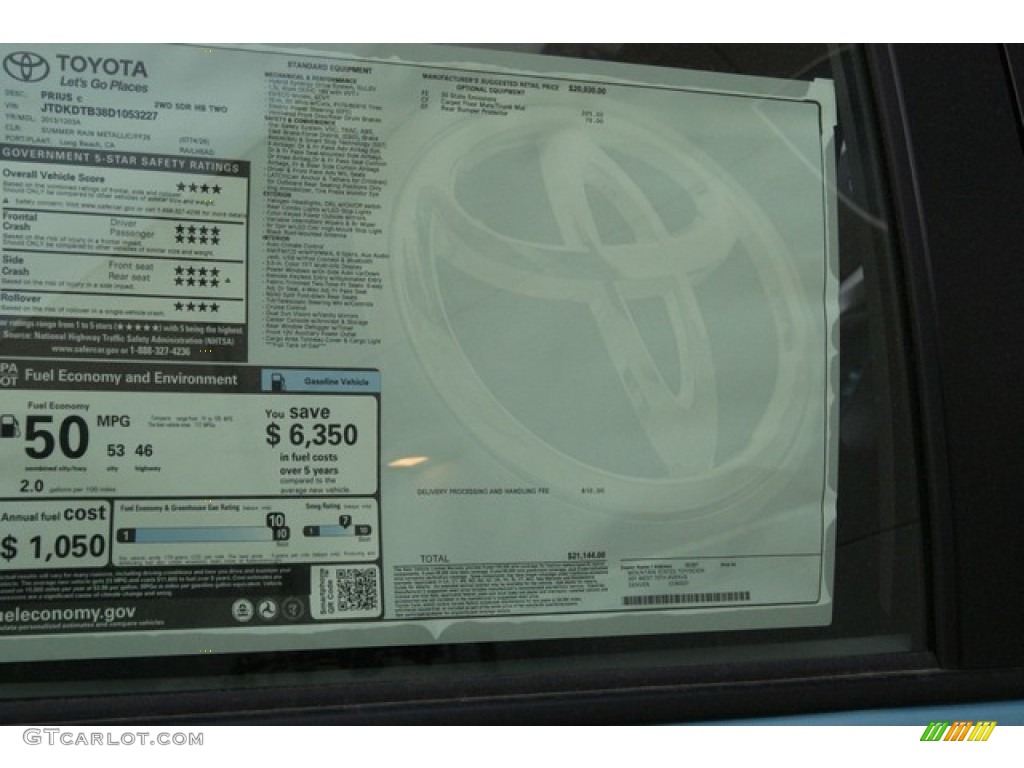 2013 Prius c Hybrid Two - Summer Rain Metallic / Light Blue Gray/Black photo #10
