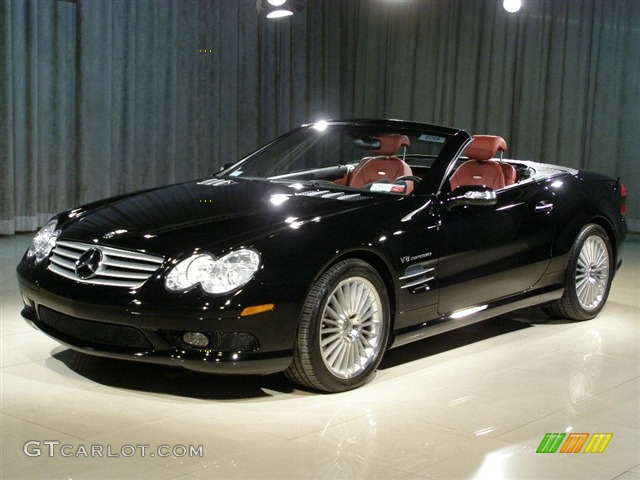 2004 SL 55 AMG Roadster - Black / Charcoal/Berry Red photo #1