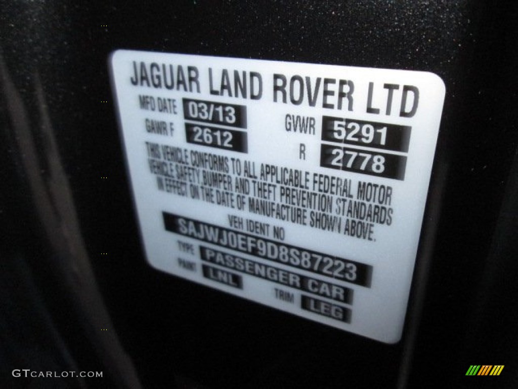 2013 XF Color Code LNL for Stratus Grey Metallic Photo #87601351