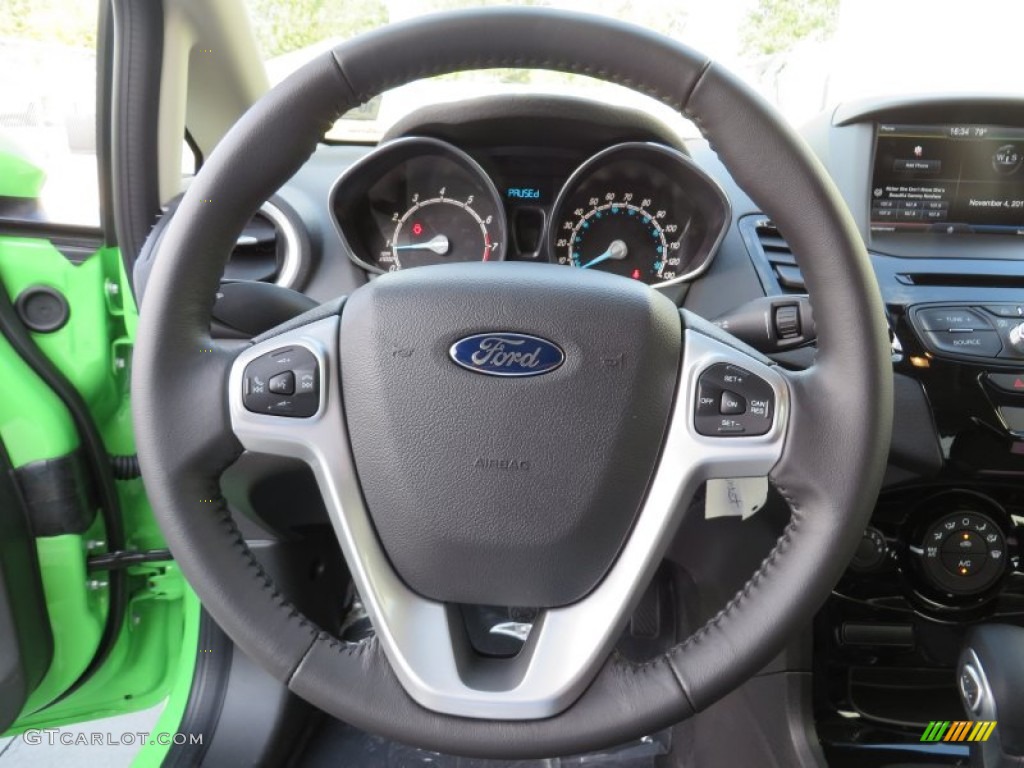 2014 Ford Fiesta SE Hatchback Charcoal Black Steering Wheel Photo #87603067