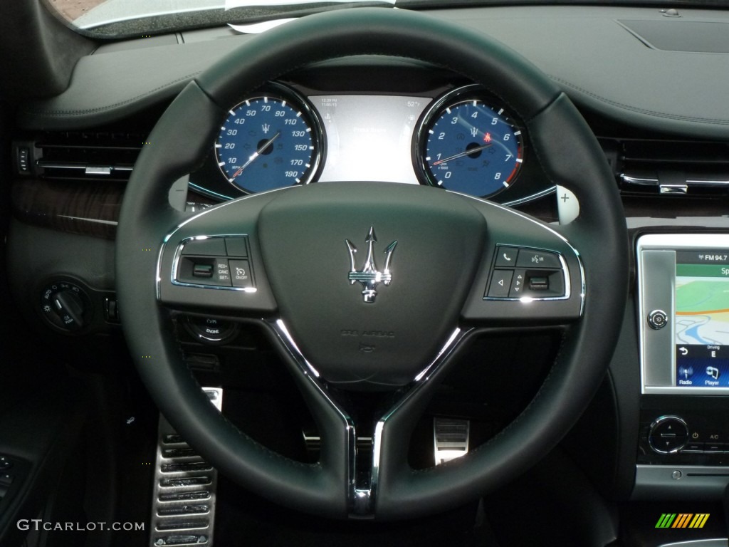 2014 Maserati Quattroporte S Q4 AWD Nero Steering Wheel Photo #87603454