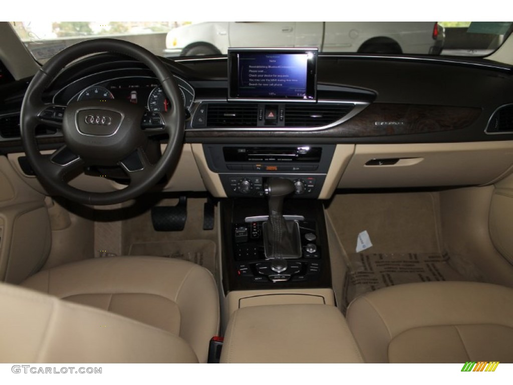 2013 Audi A6 2.0T quattro Sedan Velvet Beige Dashboard Photo #87605062