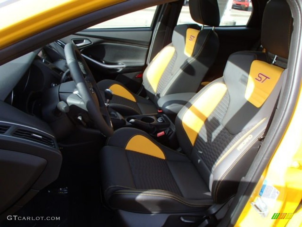ST Tangerine Scream/Charcoal Black Recaro Sport Seats Interior 2014 Ford Focus ST Hatchback Photo #87609463