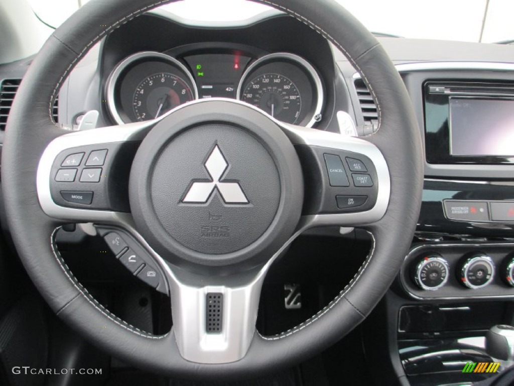 2014 Mitsubishi Lancer Evolution MR Black Steering Wheel Photo #87612001