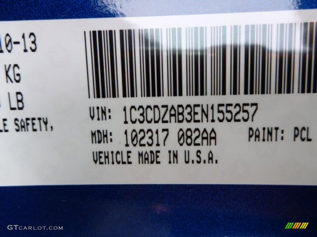 2014 Avenger Color Code PCL for Blue Streak Pearl Photo #87615349