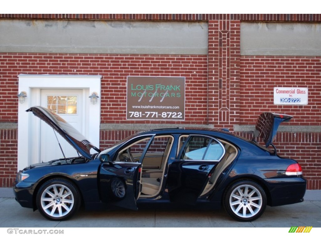 2003 7 Series 745i Sedan - Orient Blue Metallic / Dark Beige/Beige III photo #26