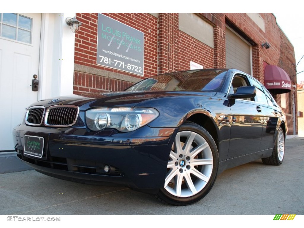 2003 7 Series 745i Sedan - Orient Blue Metallic / Dark Beige/Beige III photo #29