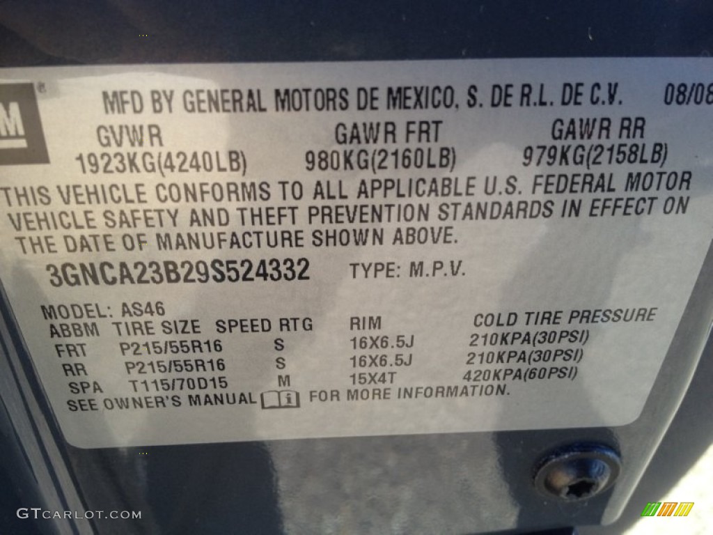 2009 HHR LT - Dark Gray Metallic / Ebony photo #26