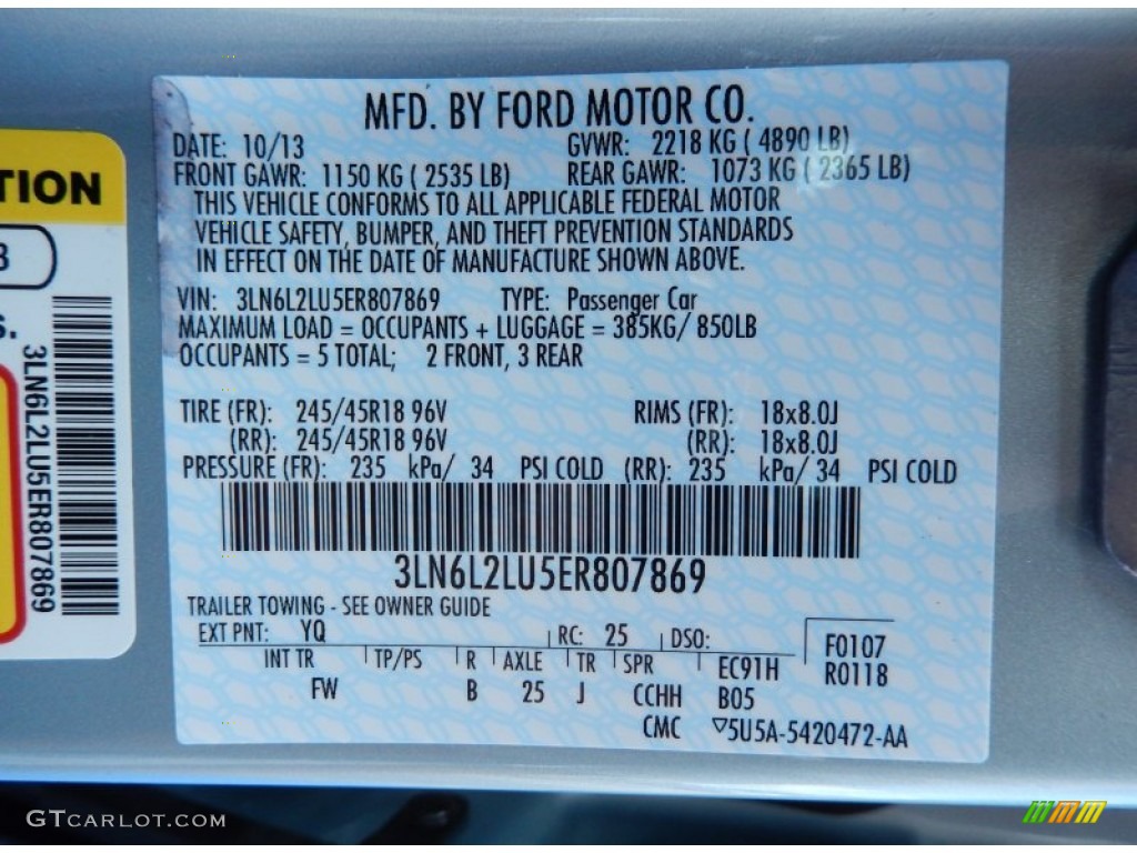 2014 MKZ Color Code YQ for Ice Storm Photo #87626713