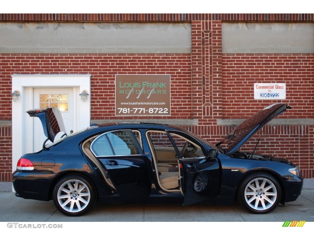 2003 7 Series 745i Sedan - Orient Blue Metallic / Dark Beige/Beige III photo #110