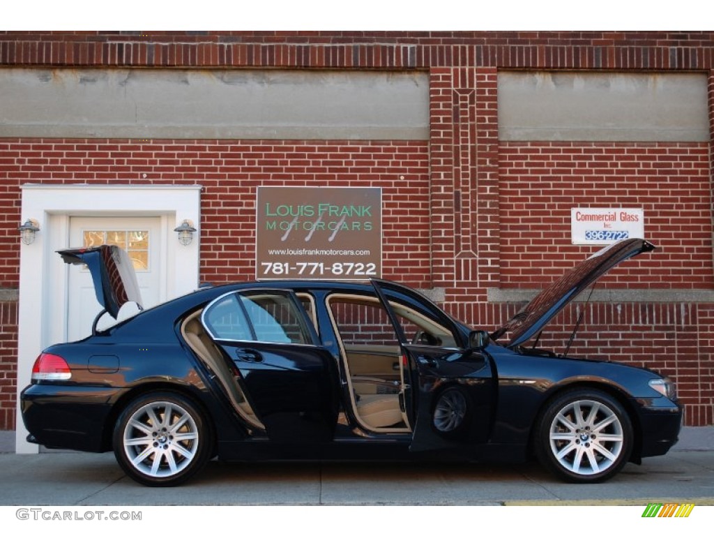 2003 7 Series 745i Sedan - Orient Blue Metallic / Dark Beige/Beige III photo #111