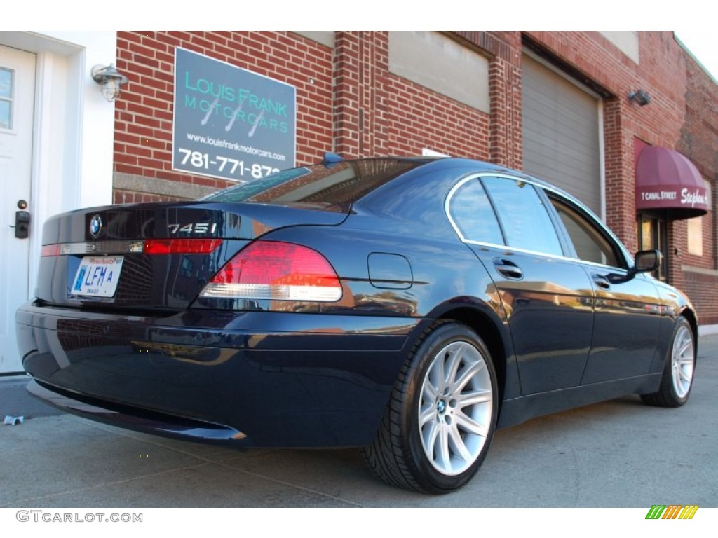 2003 7 Series 745i Sedan - Orient Blue Metallic / Dark Beige/Beige III photo #131