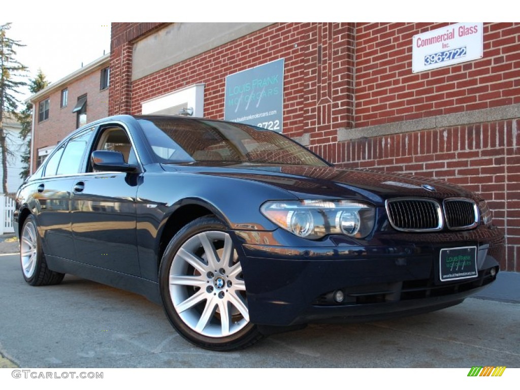 2003 7 Series 745i Sedan - Orient Blue Metallic / Dark Beige/Beige III photo #140