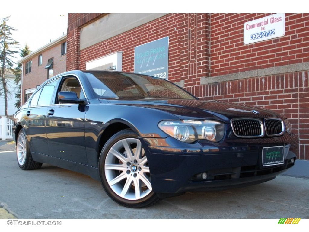 2003 7 Series 745i Sedan - Orient Blue Metallic / Dark Beige/Beige III photo #142