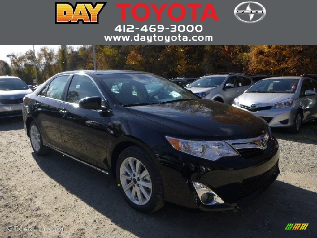 2014 Camry XLE V6 - Attitude Black Metallic / Ivory photo #1