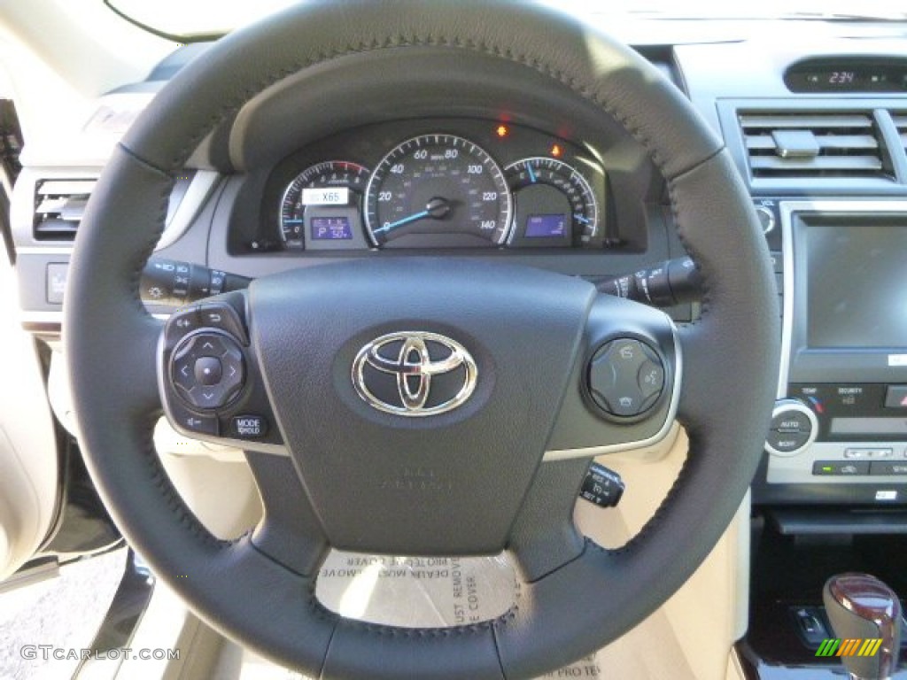 2014 Camry XLE V6 - Attitude Black Metallic / Ivory photo #17