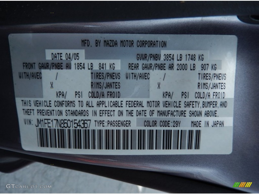 2005 Mazda RX-8 Sport Color Code Photos