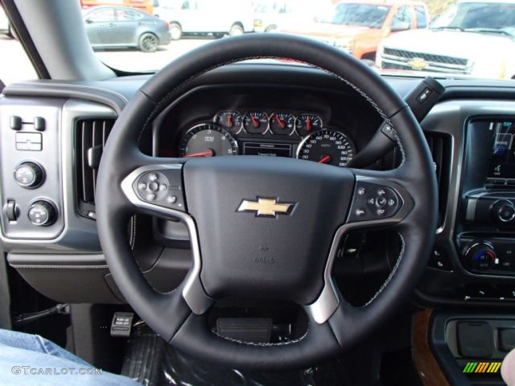 2014 Chevrolet Silverado 1500 LTZ Double Cab 4x4 Jet Black Steering Wheel Photo #87645862
