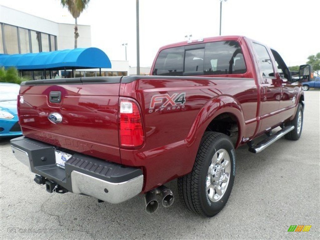 2014 F250 Super Duty Lariat Crew Cab 4x4 - Ruby Red Metallic / Black photo #4