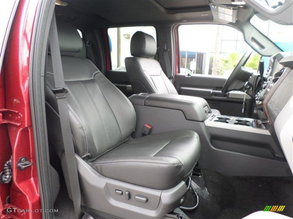 Black Interior 2014 Ford F250 Super Duty Lariat Crew Cab 4x4 Photo #87647215