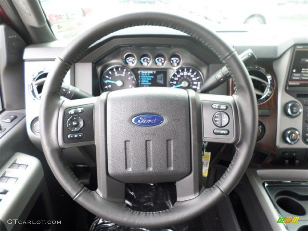 2014 Ford F250 Super Duty Lariat Crew Cab 4x4 Black Steering Wheel Photo #87647332